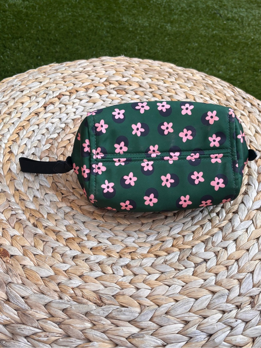 kate spade dark green cosmetic pouch with pink floral print - Picture 5 of 10